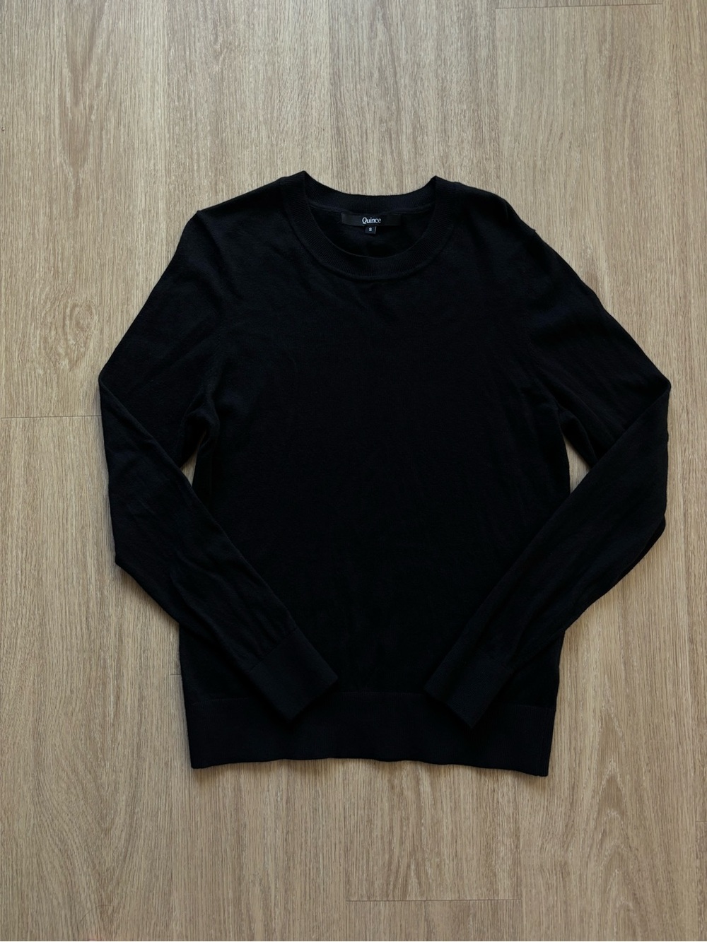 Quince Lightweight Cotton Cashmere Crew Sweater Black Size Small - Picture 2 of 4